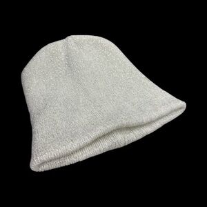 White Shimmer Knit Beanie • Metallic Sparkle Winter Hat